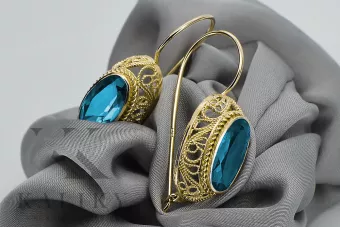 Vintage Craft  Cercei Acvamarin Aur galben 14K vec023y